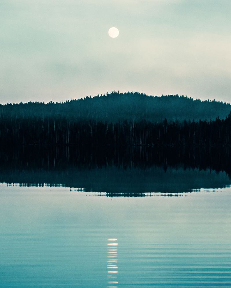 Moon over water in beautiful British Columbia
