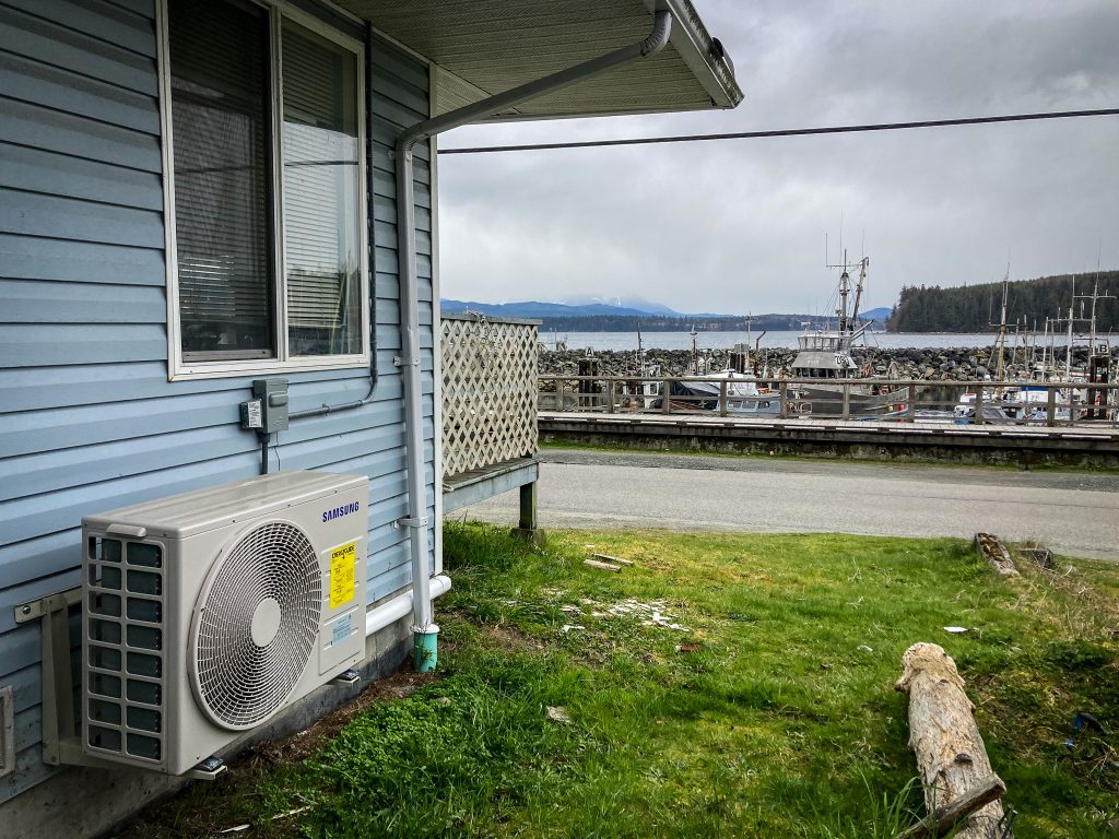Heat pump heats a coastal home in British Columbia.