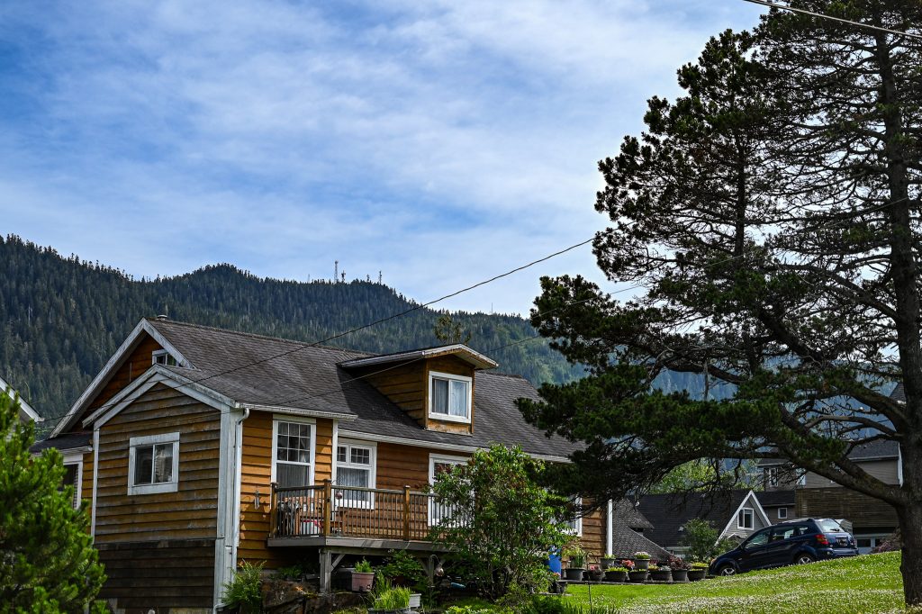 Prince Rupert wooden home with Mt. Hays in the background.